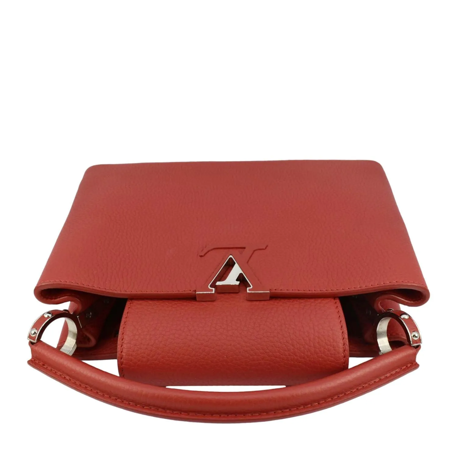 LOUIS VUITTON Capucines MM Taurillon Leather Satchel Bag Red
