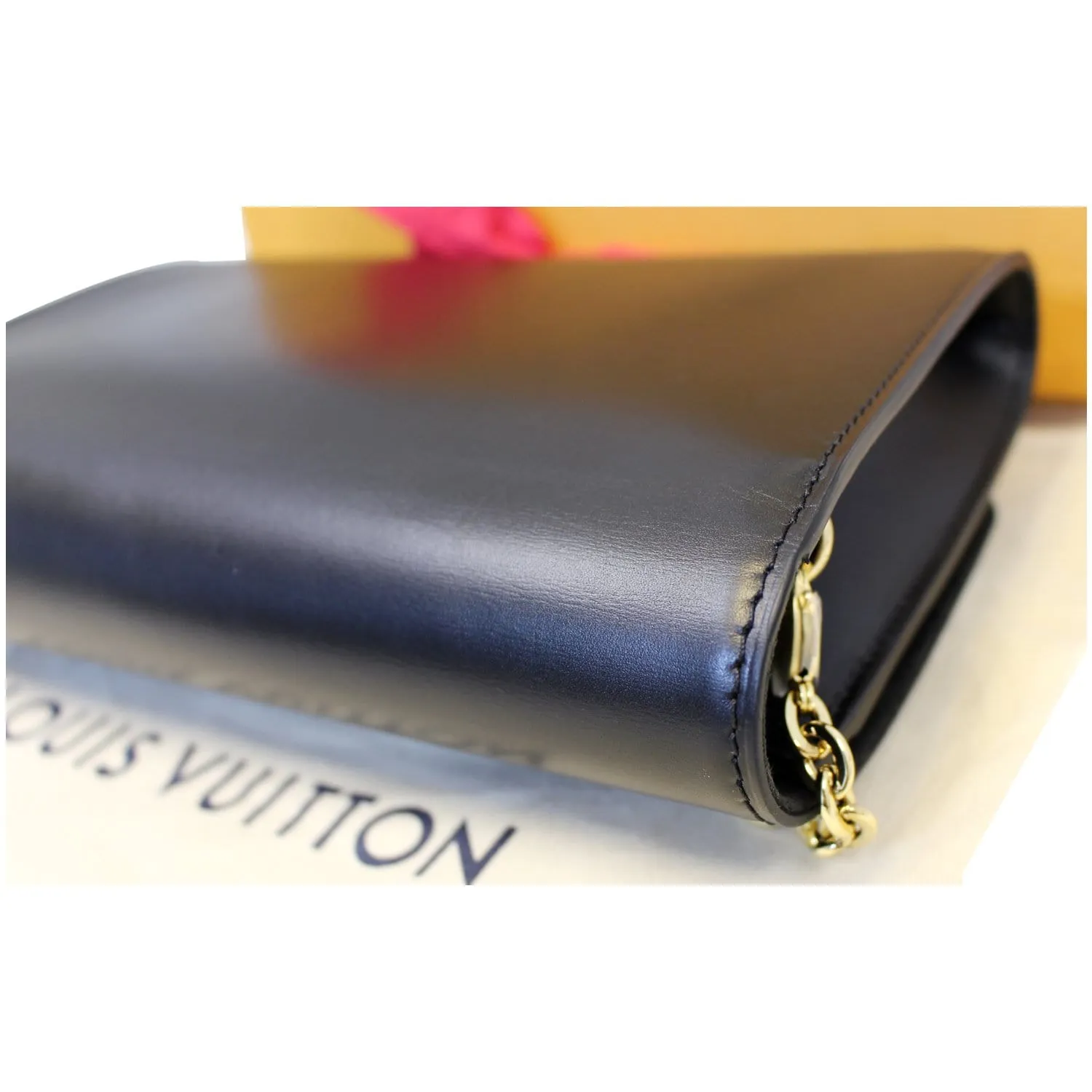 LOUIS VUITTON Chain Louise GM Noir Leather Shoulder Crossbody Bag