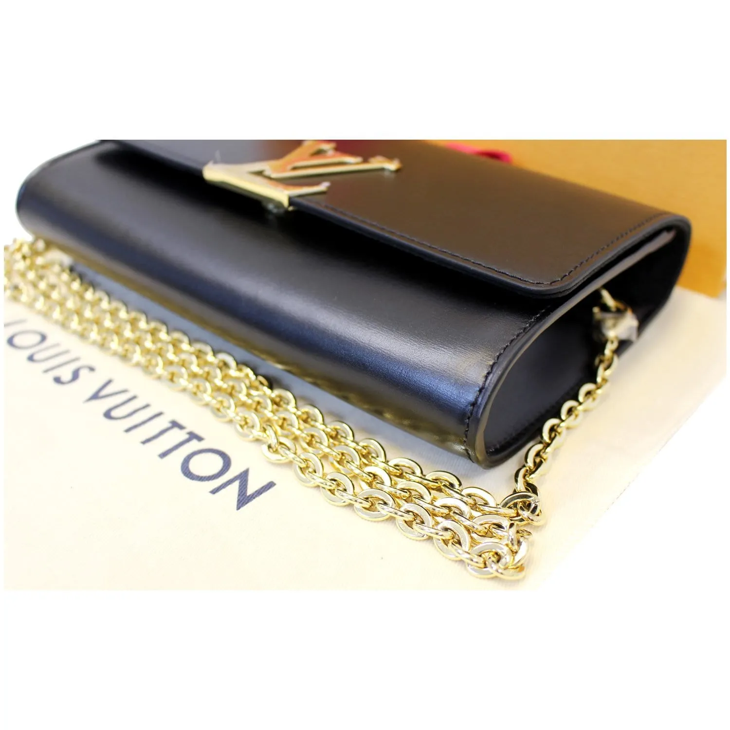 LOUIS VUITTON Chain Louise GM Noir Leather Shoulder Crossbody Bag