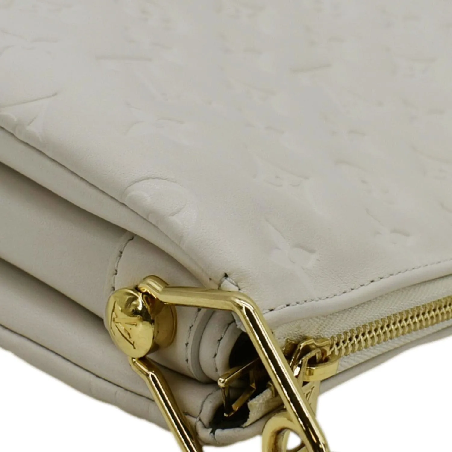 LOUIS VUITTON Coussin PM Monogram Embossed Leather Shoulder Bag White