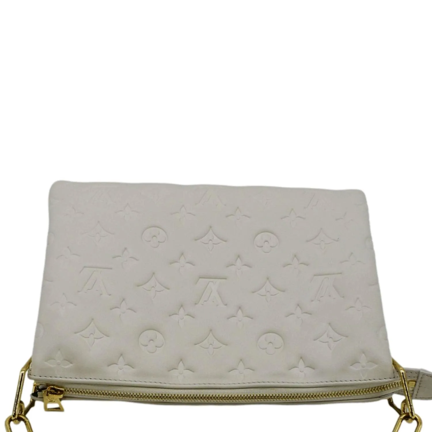 LOUIS VUITTON Coussin PM Monogram Embossed Leather Shoulder Bag White