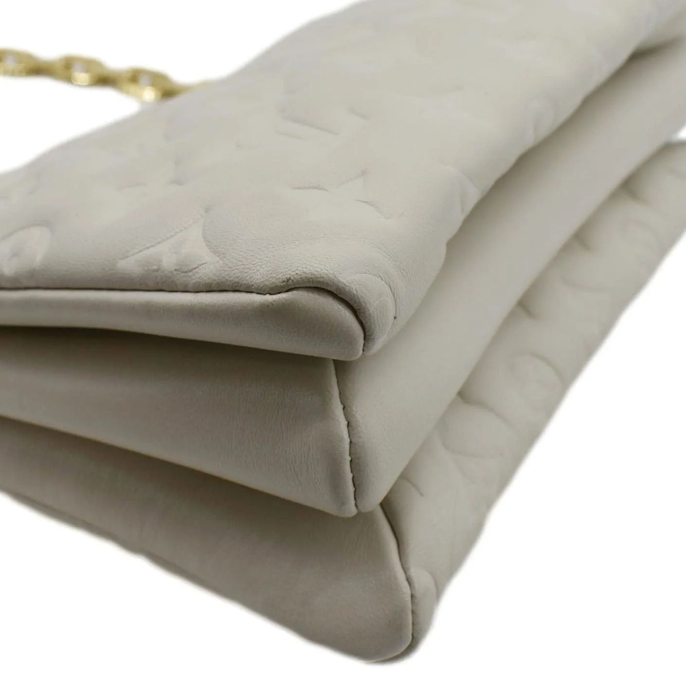 LOUIS VUITTON Coussin PM Monogram Embossed Shoulder Bag Creme