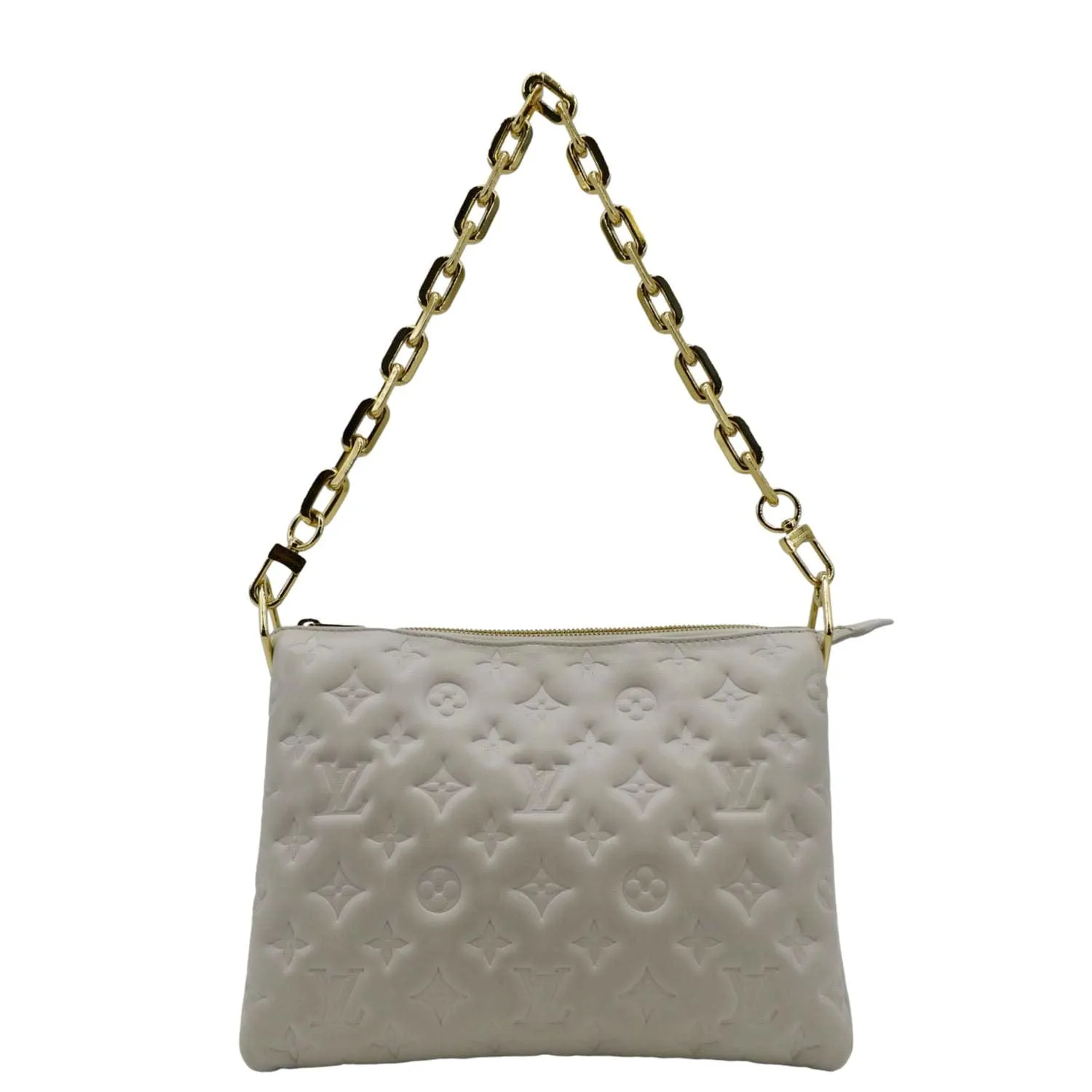 LOUIS VUITTON Coussin PM Monogram Embossed Shoulder Bag Creme