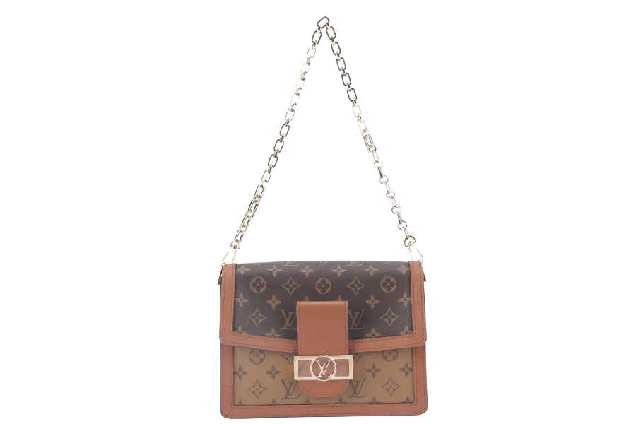 LOUIS VUITTON DAUPHINE MM(M45958) MONOGRAM REVERSE WITH STRAPS, STRAP, CHAIN, DUST COVER AND BOX
