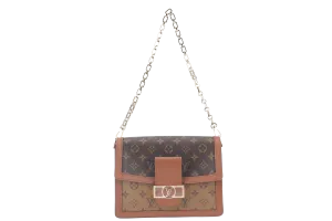 LOUIS VUITTON DAUPHINE MM(M45958) MONOGRAM REVERSE WITH STRAPS, STRAP, CHAIN, DUST COVER AND BOX