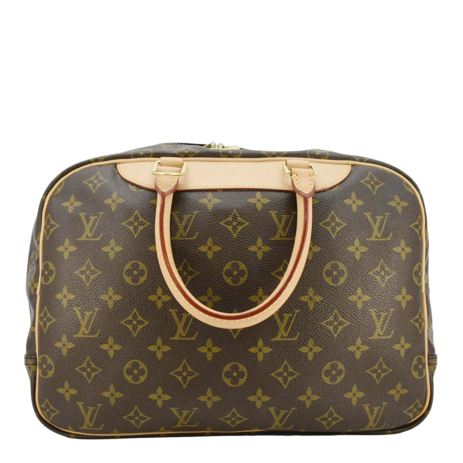 LOUIS VUITTON Deauville Bowling Monogram Canvas Satchel Bag Brown