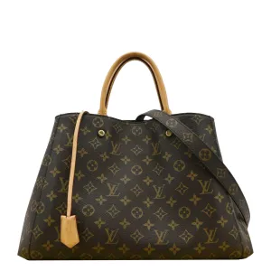 LOUIS VUITTON Montaigne GM Monogram Canvas Shoulder Bag Brown