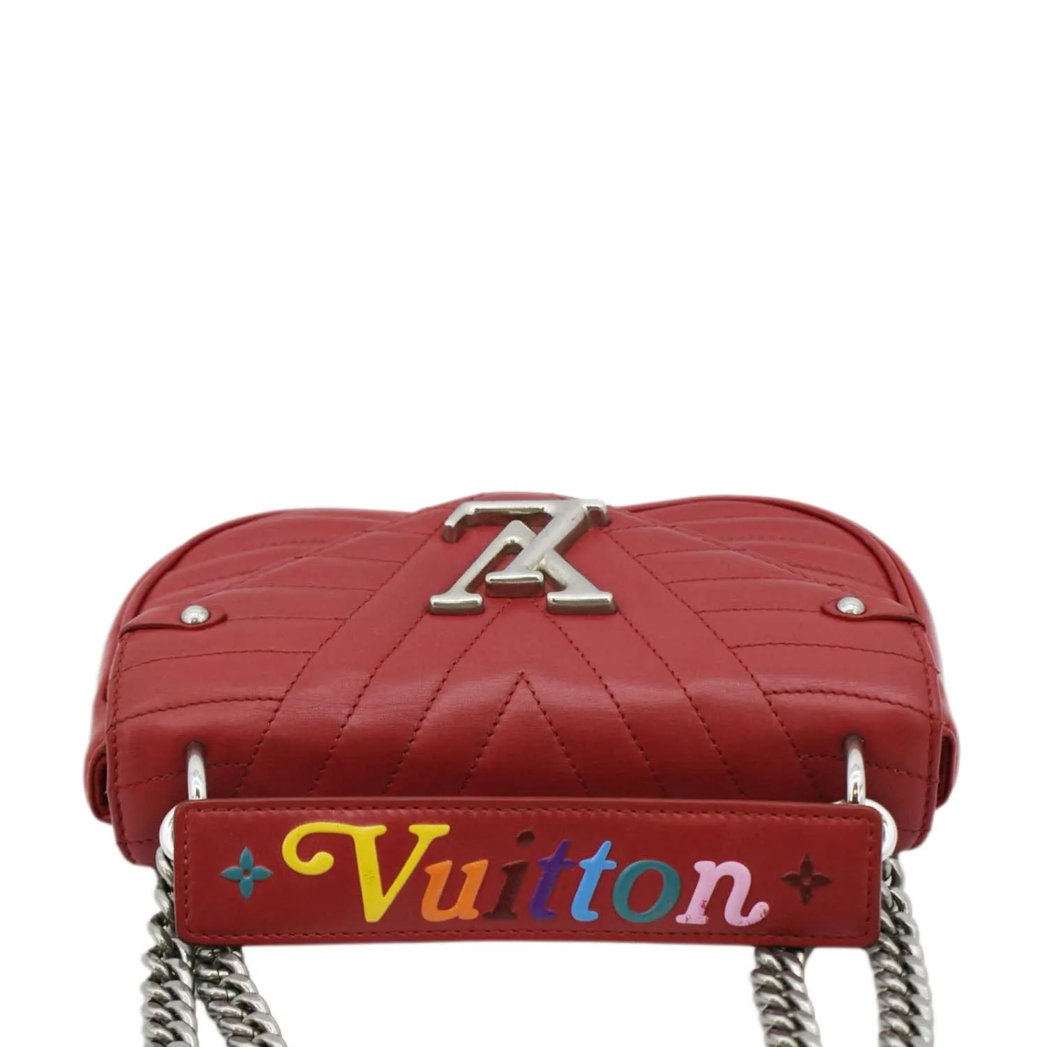 LOUIS VUITTON New Wave Chain MM Leather Shoulder Bag Red