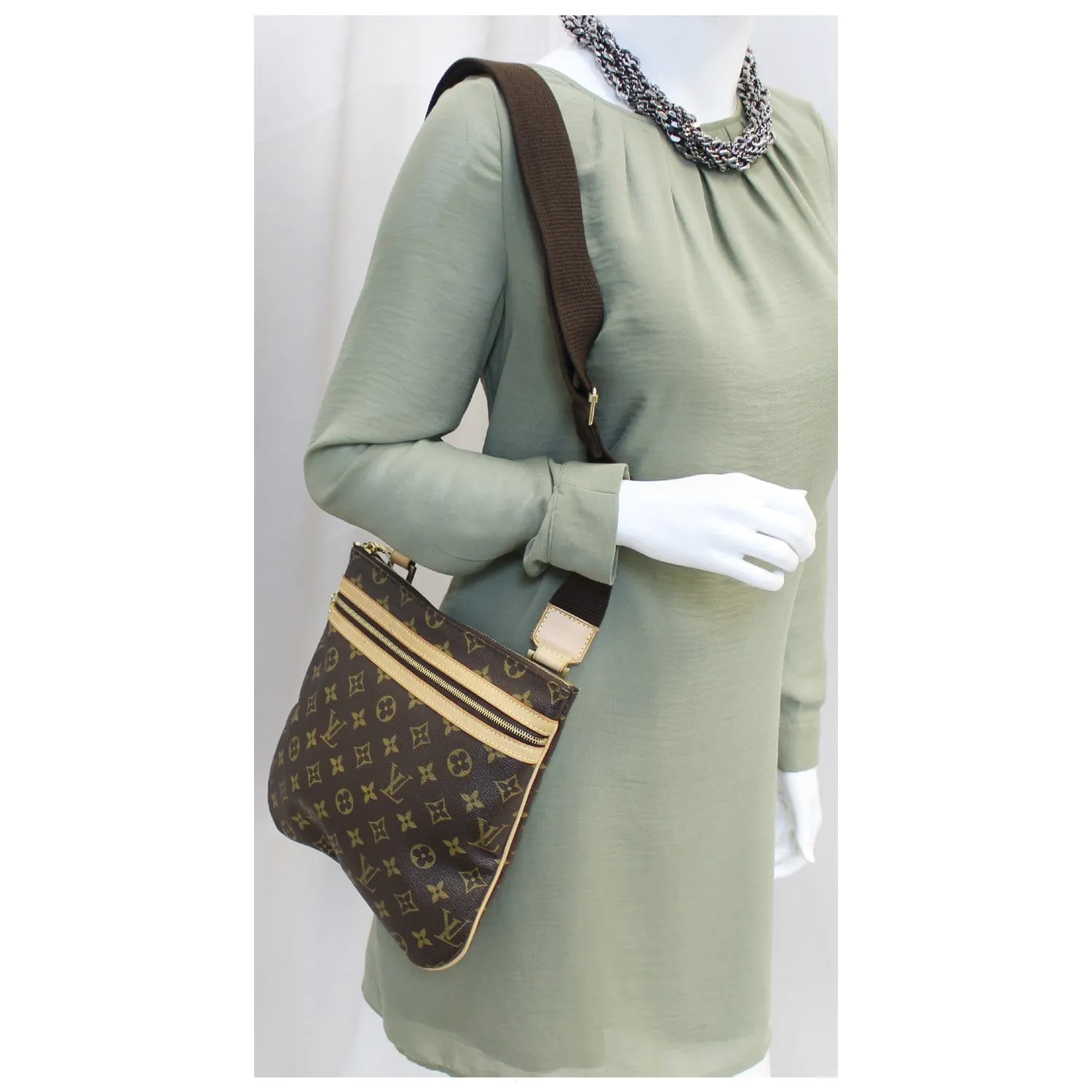 LOUIS VUITTON Pochette Bosphore Monogram Canvas Crossbody Bag