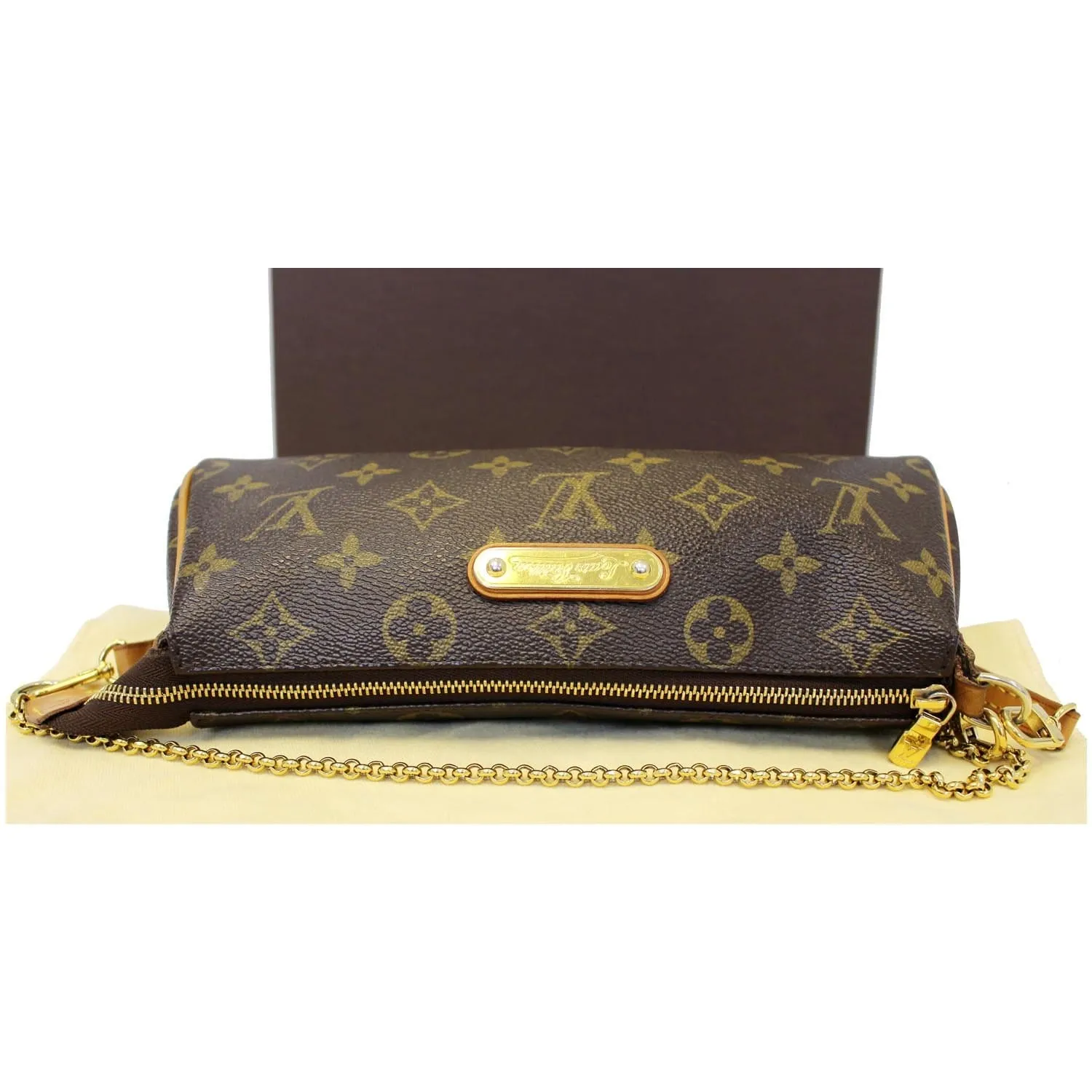 LOUIS VUITTON Pochette Eva Monogram Canvas Clutch Crossbody Bag