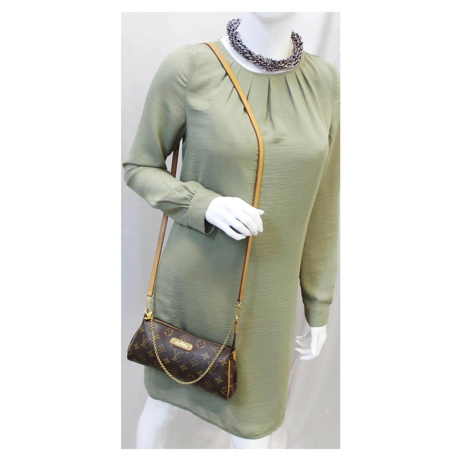 LOUIS VUITTON Pochette Eva Monogram Canvas Clutch Crossbody Bag