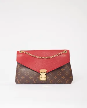Louis Vuitton Red Leather & Monogram Canvas Pallas Chain Shoulder Bag