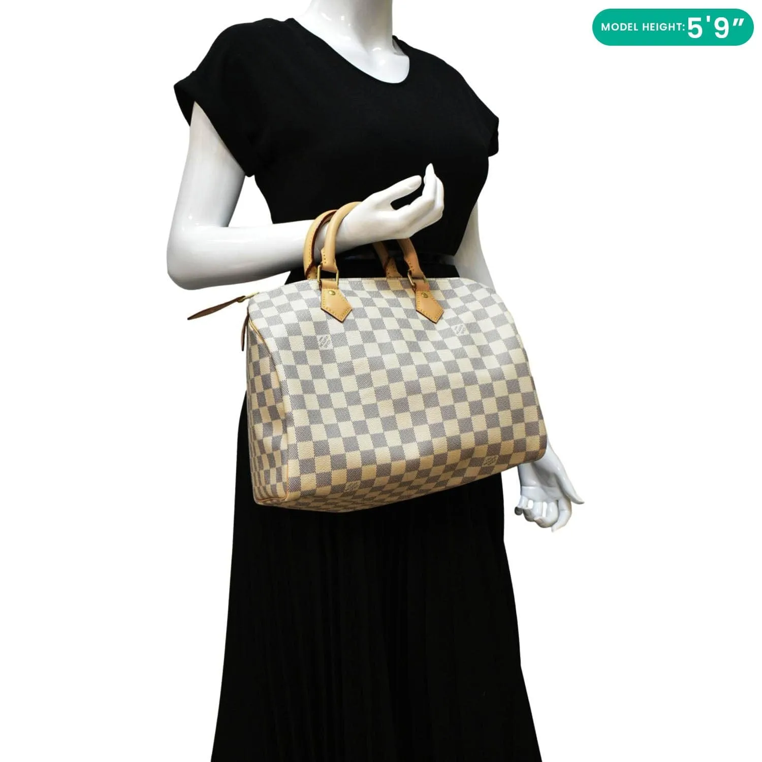 LOUIS VUITTON Speedy 30 Damier Azur Satchel Bag White