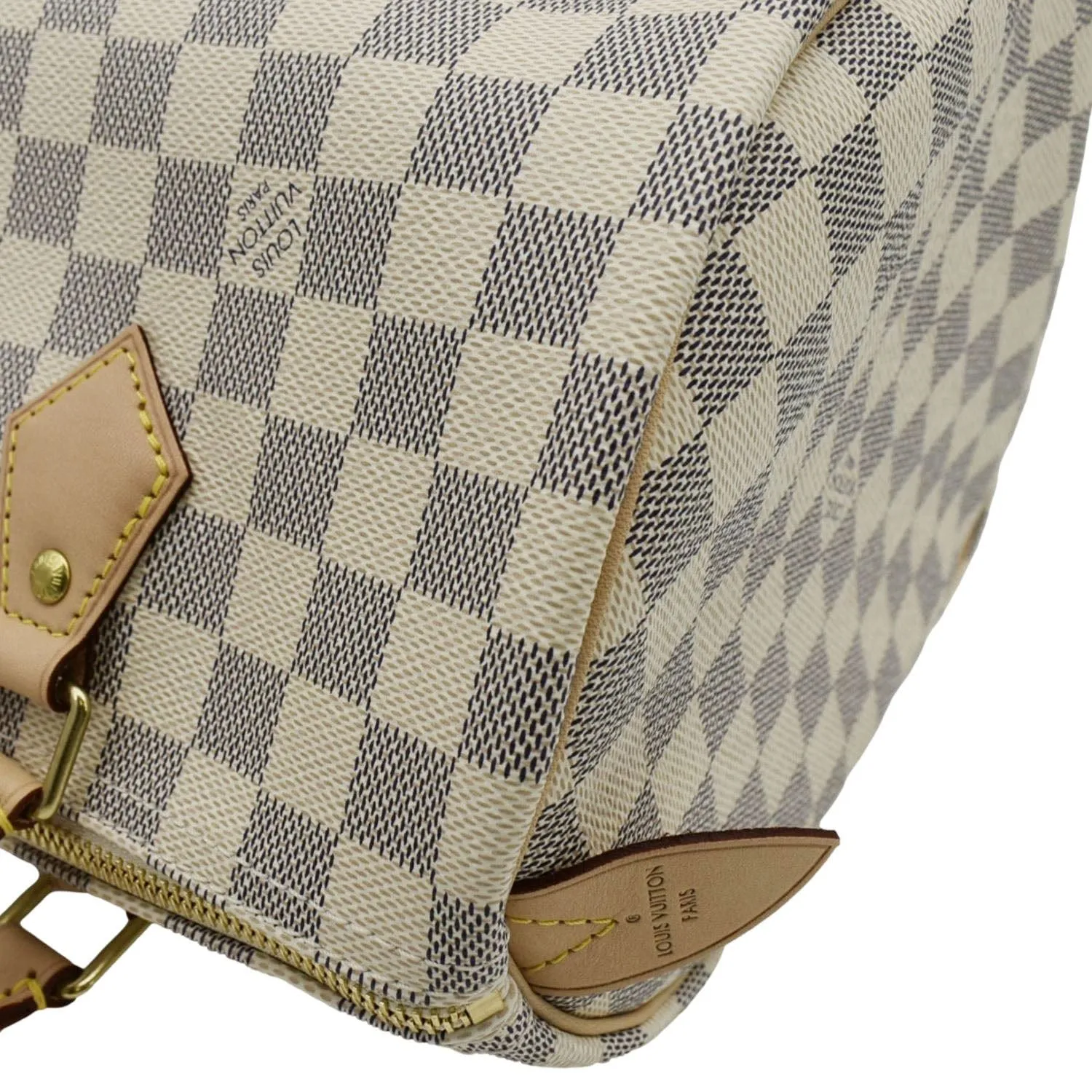 LOUIS VUITTON Speedy 30 Damier Azur Satchel Bag White