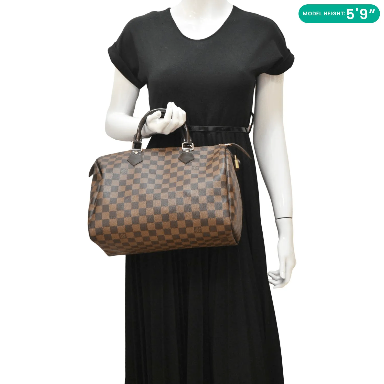 LOUIS VUITTON Speedy 30 Damier Ebene Satchel Bag Brown