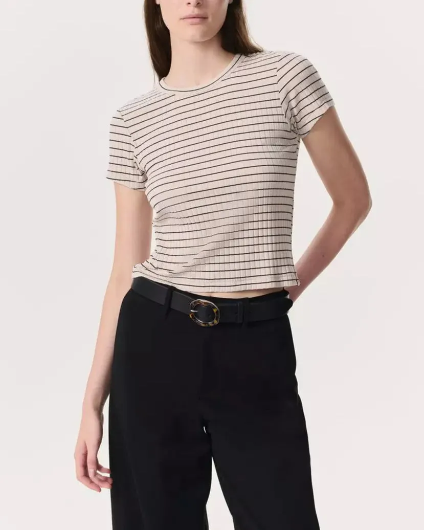 Luca Striped Ribbed-Knit Baby T-Shirt