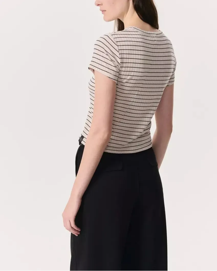Luca Striped Ribbed-Knit Baby T-Shirt