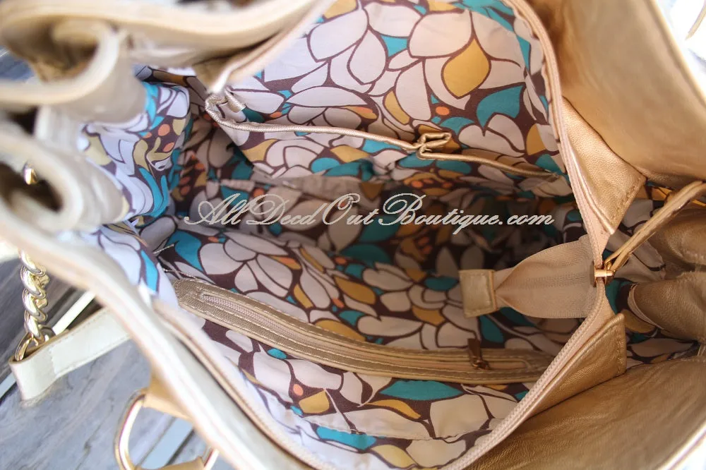 Luxcessories Inc. | Lock & Stud Purse Champagne