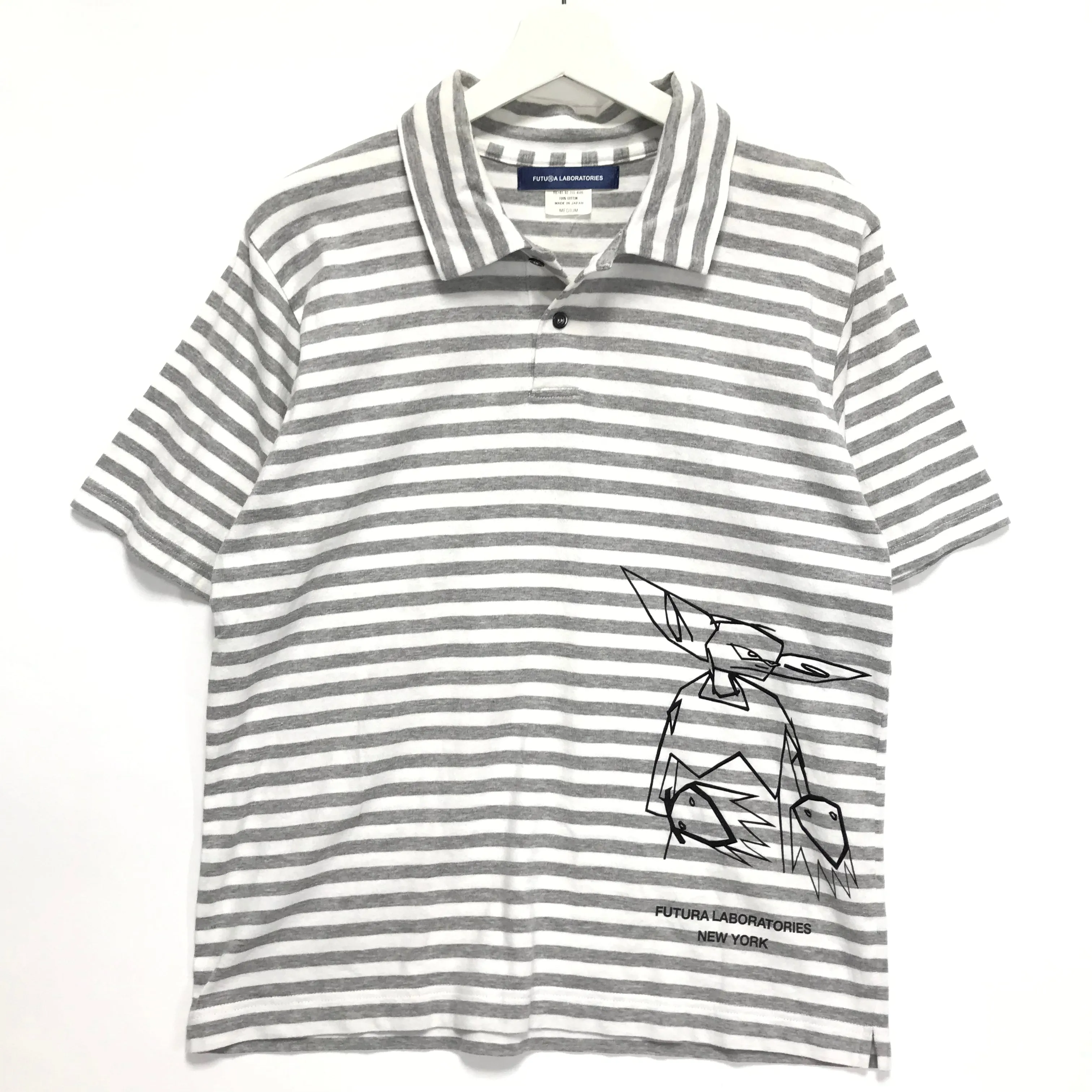 [M] Futura Laboratories Pointman Striped Polo Shirt