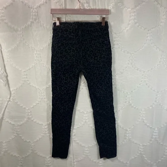 Madewell 9” mid rise black leopard skinny jean size 24