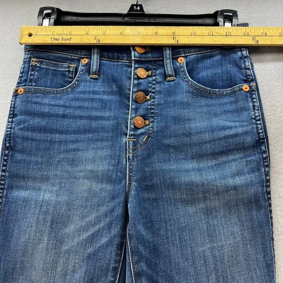 Madewell Jeans Women's 25 (2) Blue 10&quot; High Rise Skinny Crop Button Fly Normcore