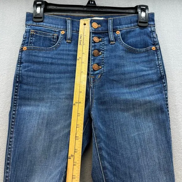 Madewell Jeans Women's 25 (2) Blue 10&quot; High Rise Skinny Crop Button Fly Normcore