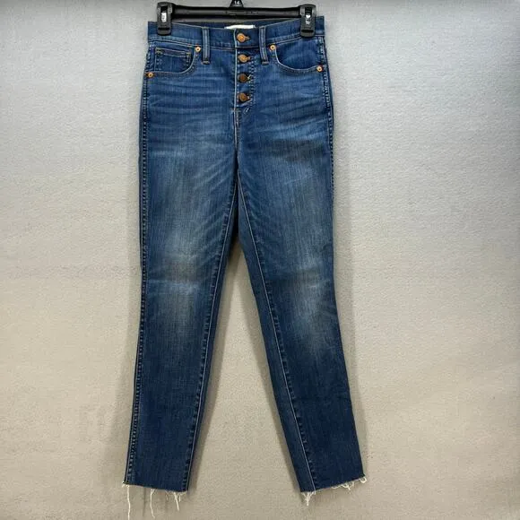 Madewell Jeans Women's 25 (2) Blue 10&quot; High Rise Skinny Crop Button Fly Normcore