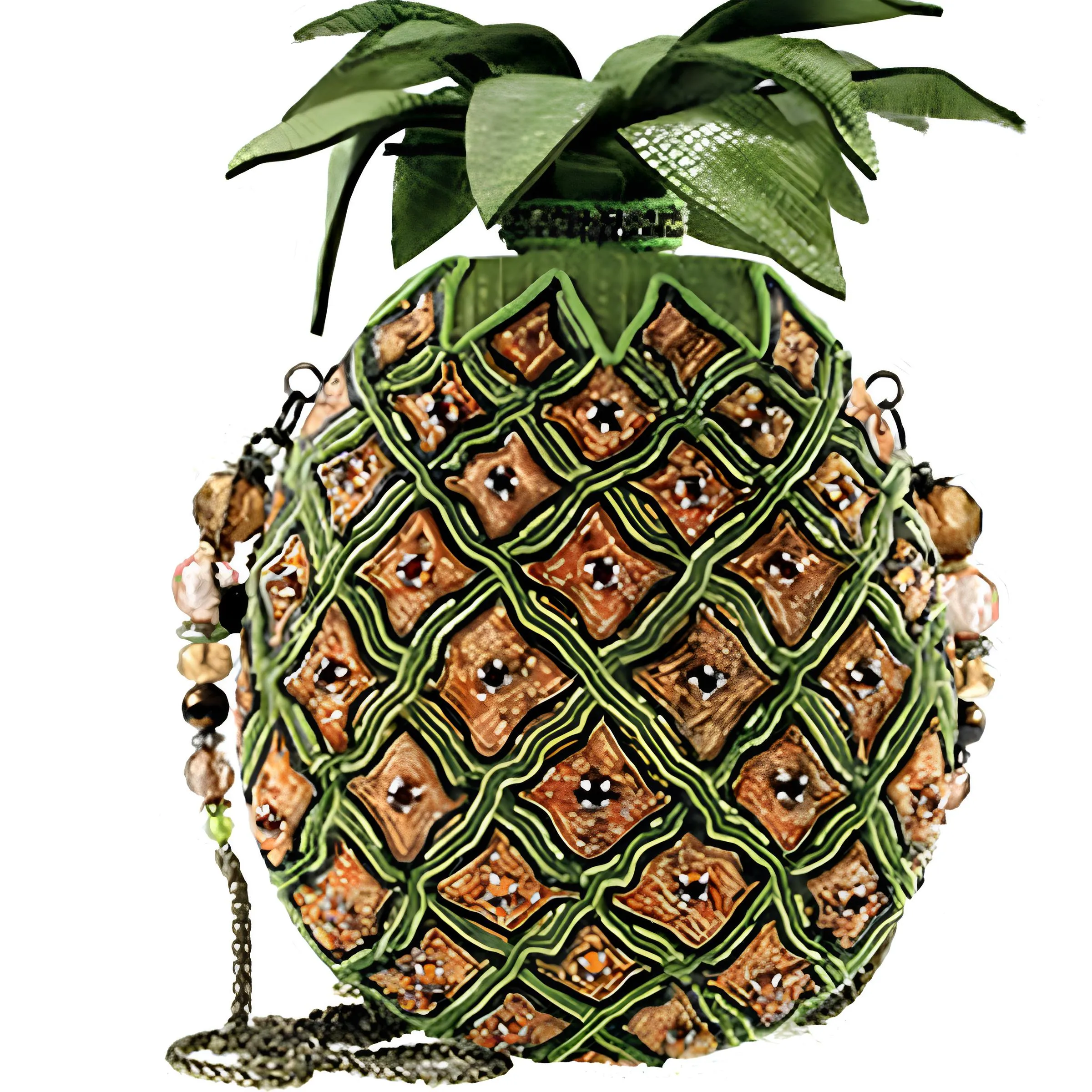 Mary Frances Pineapple Punch Yellow Green Fruit Spring Bead Bag Handbag Purse Nw