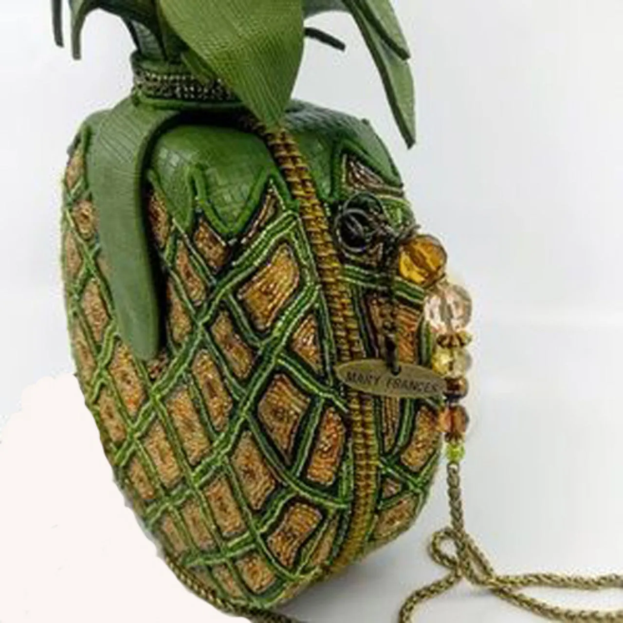 Mary Frances Pineapple Punch Yellow Green Fruit Spring Bead Bag Handbag Purse Nw