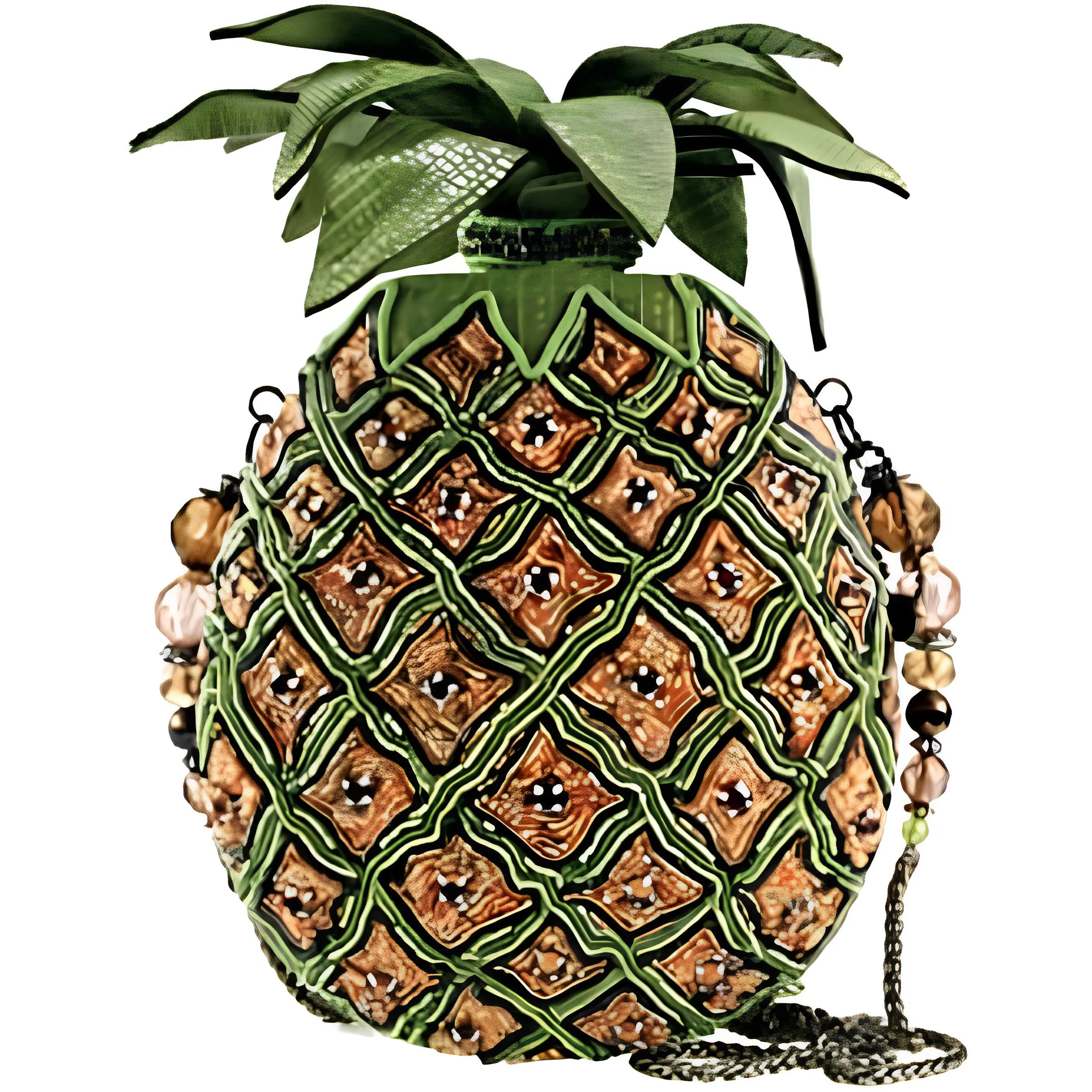 Mary Frances Pineapple Punch Yellow Green Fruit Spring Bead Bag Handbag Purse Nw