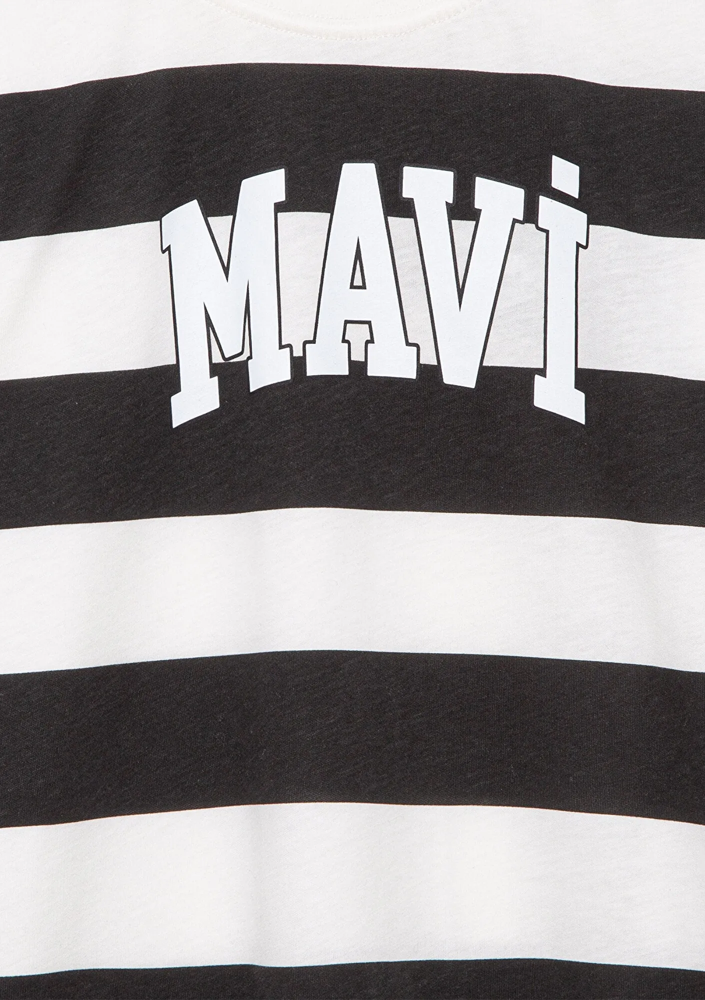 Mavi Logo Printed Anthracite Striped T-Shirt