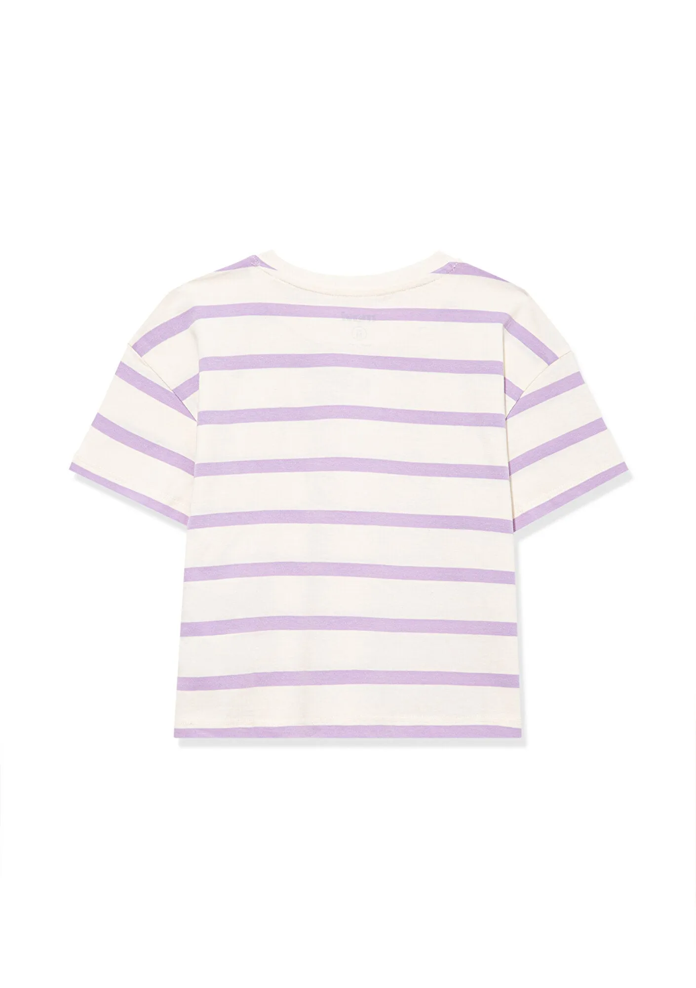 Mavi Logo Printed Purple Striped Crop T-Shirt