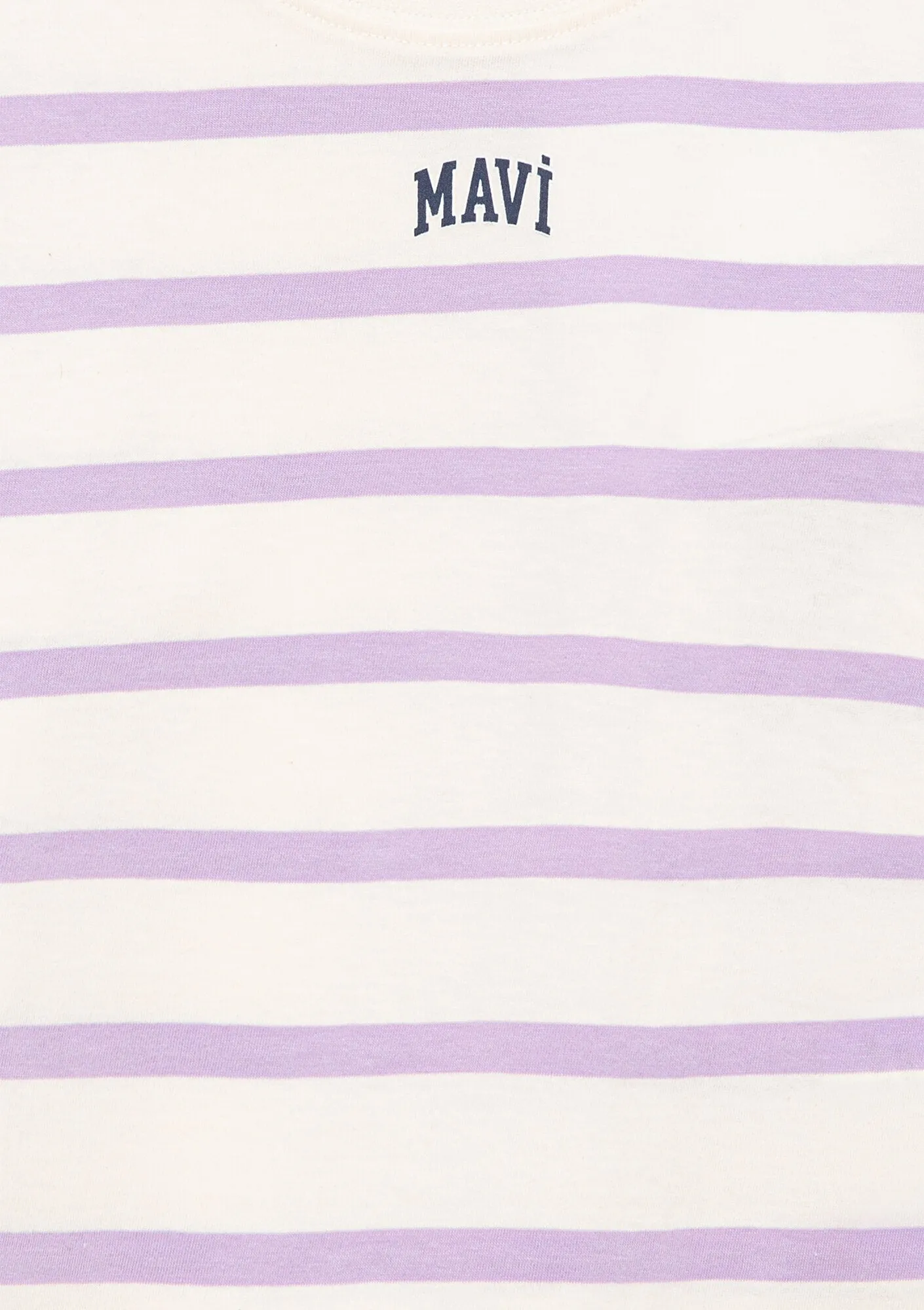 Mavi Logo Printed Purple Striped Crop T-Shirt