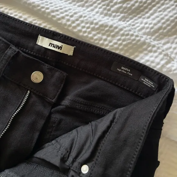Mavi Maria High Rise Flare Jeans In Black