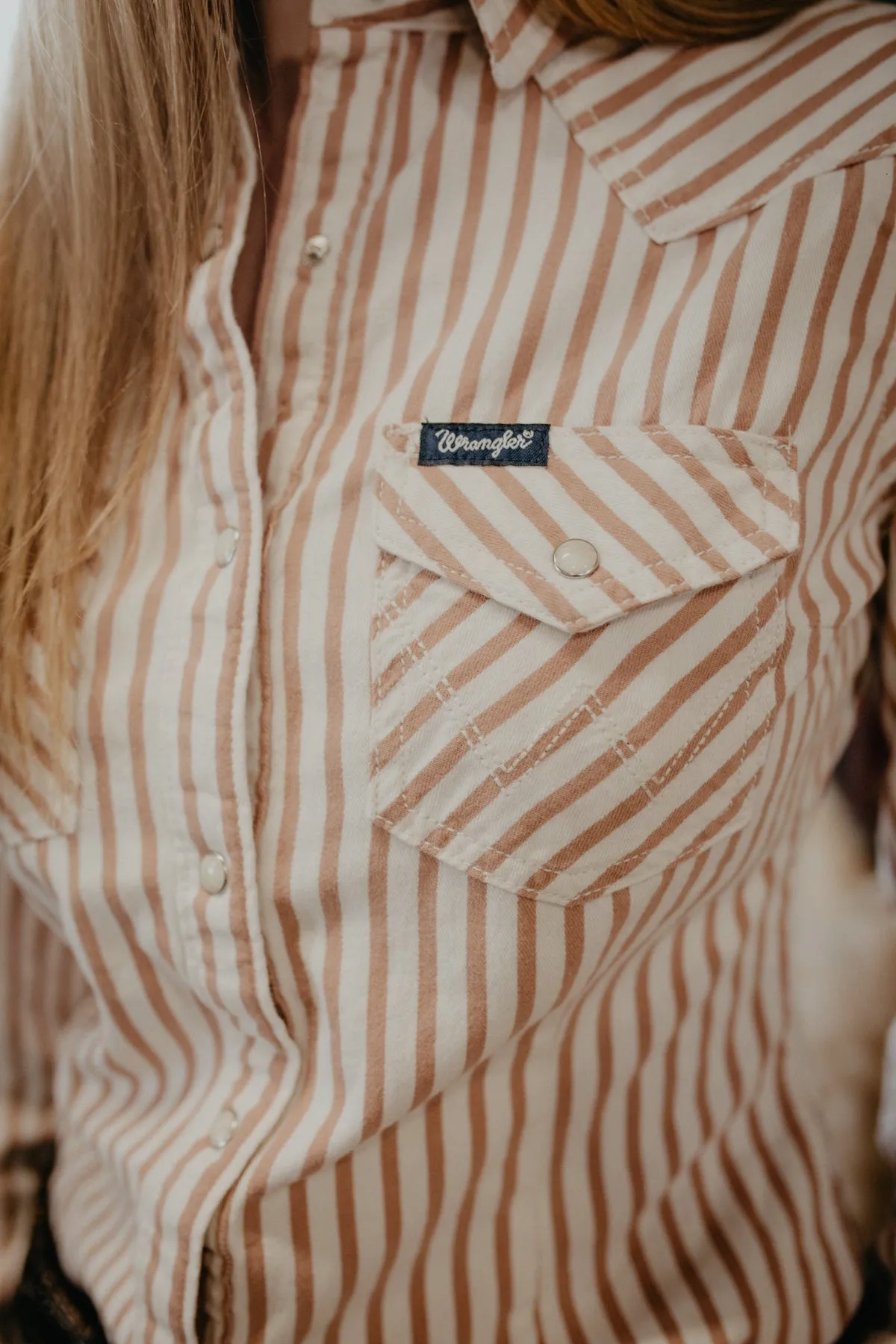 'Maxine' Women's Wrangler Pink Stripe Retro Snap (S-XXL)