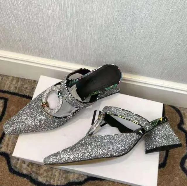 Med Heels Slippers Women Bling Slides Outside Mules Shoes Women Cozy Loafers Sandalias Mujer 2020 Ladise Shoes Chanclas Mujer
