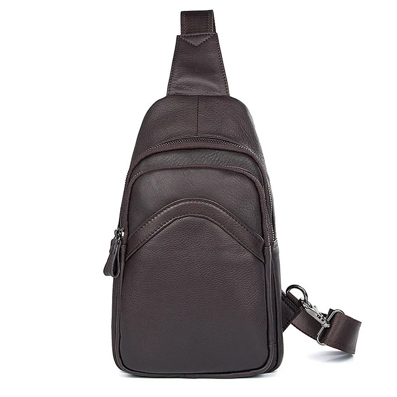 Men Leather Chest Pack Full Grain Leather Sling Bag Stylish Shoulder Bag JMD4013