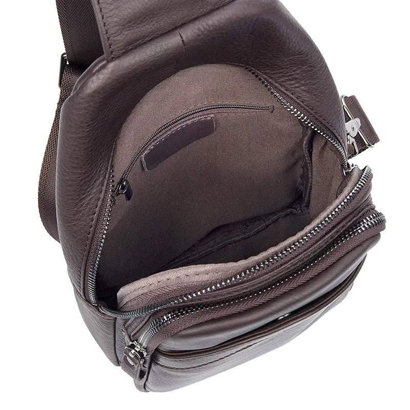 Men Leather Chest Pack Full Grain Leather Sling Bag Stylish Shoulder Bag JMD4013