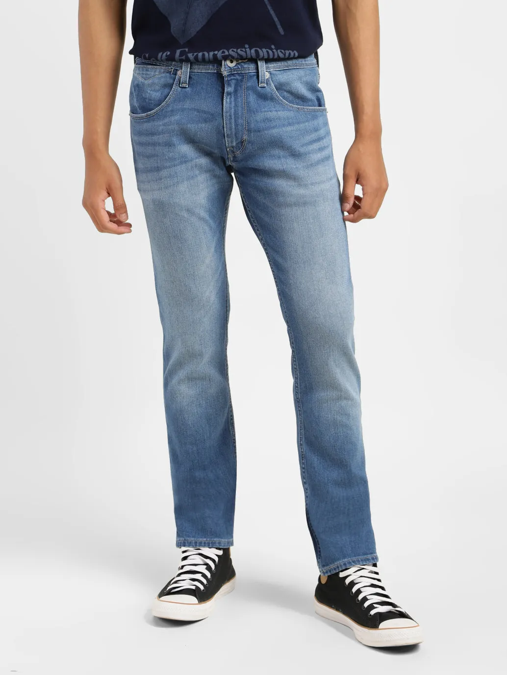 Men's 65504 Blue Skinny Fit Mid Rise Jeans