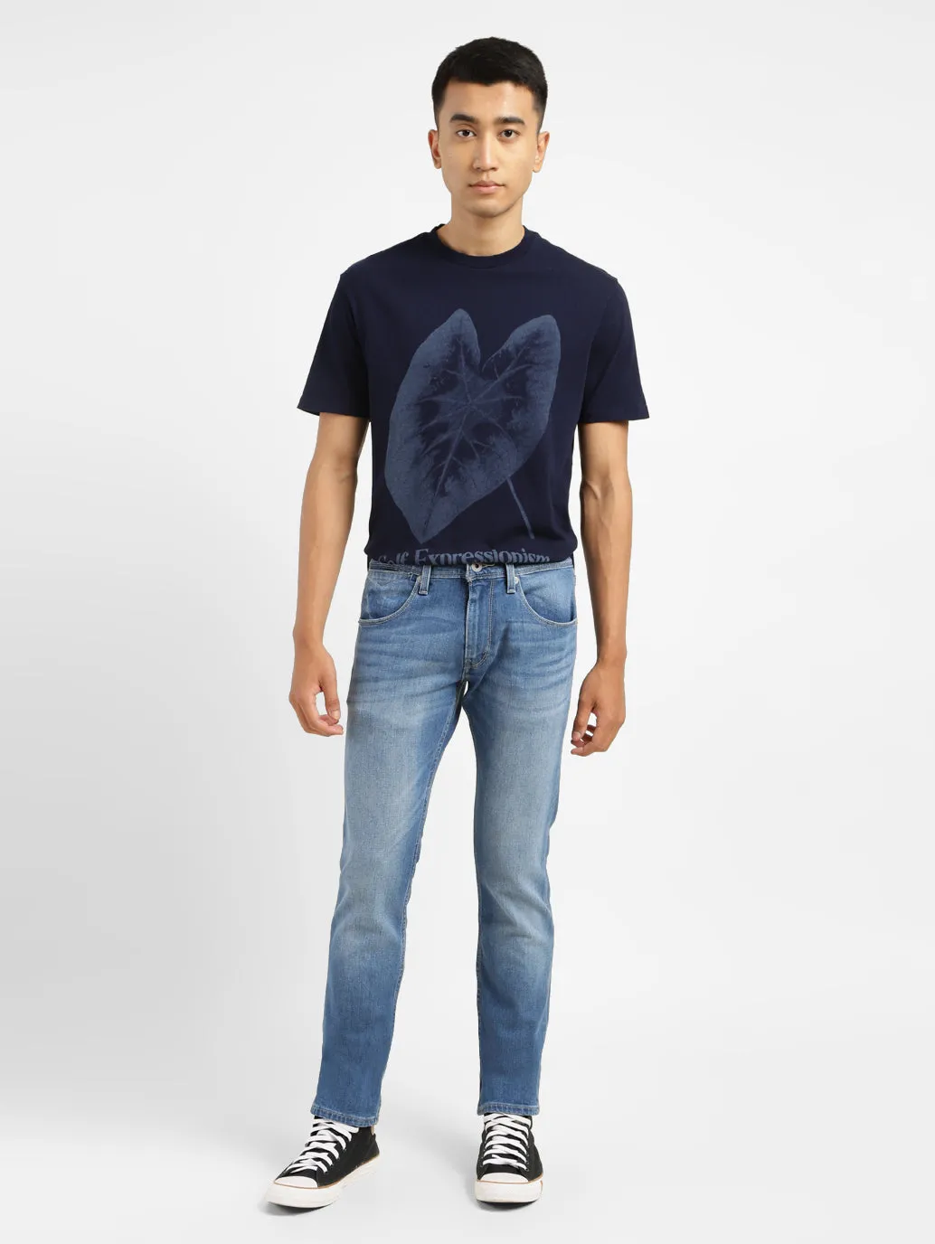 Men's 65504 Blue Skinny Fit Mid Rise Jeans