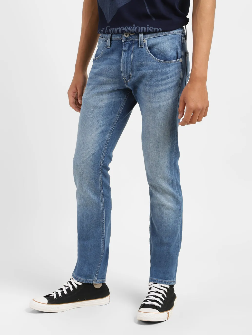 Men's 65504 Blue Skinny Fit Mid Rise Jeans