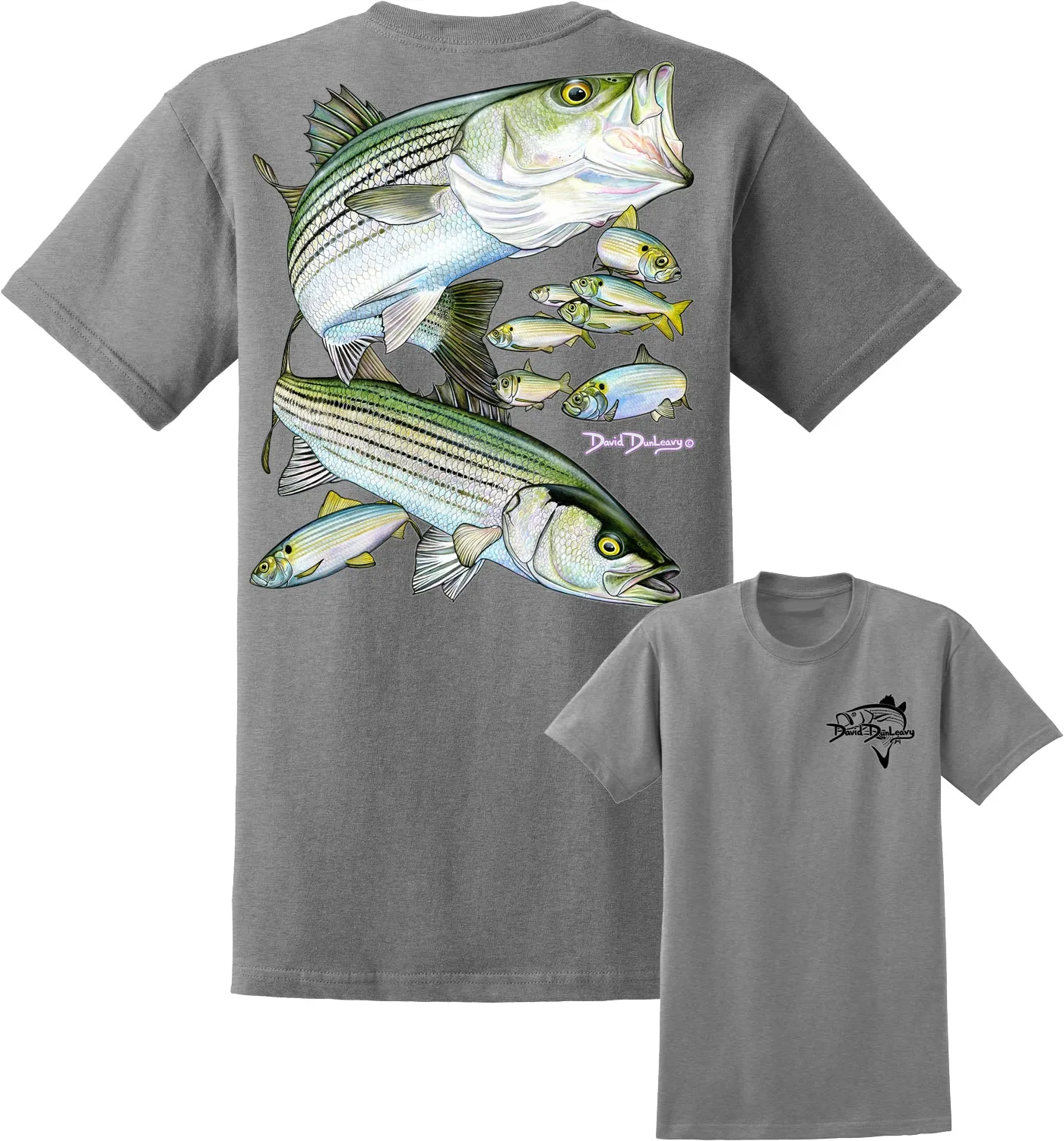 Men's Striped Bass Short Sleeve Athletic Heather Cotton T-Shirt