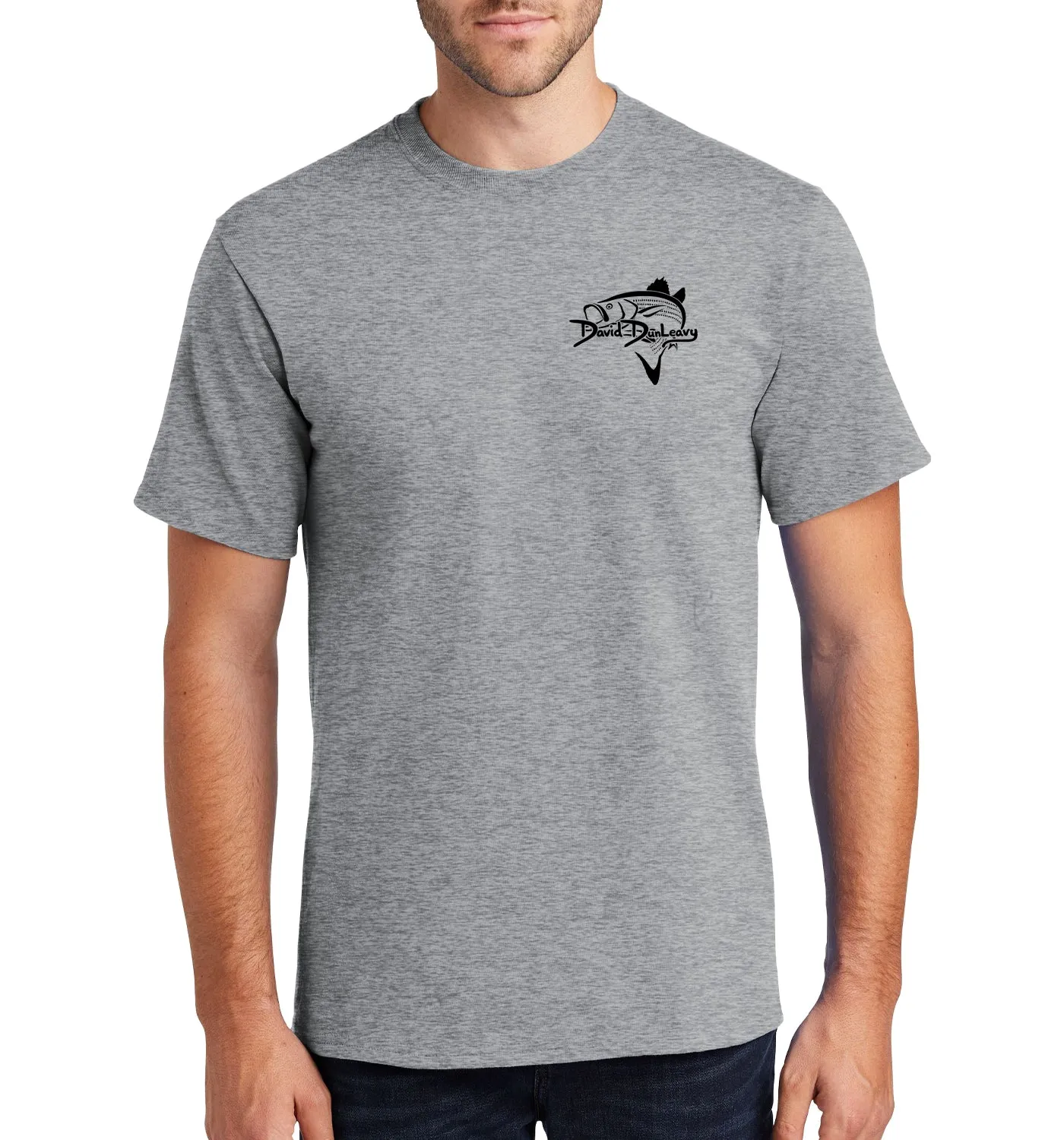 Men's Striped Bass Short Sleeve Athletic Heather Cotton T-Shirt