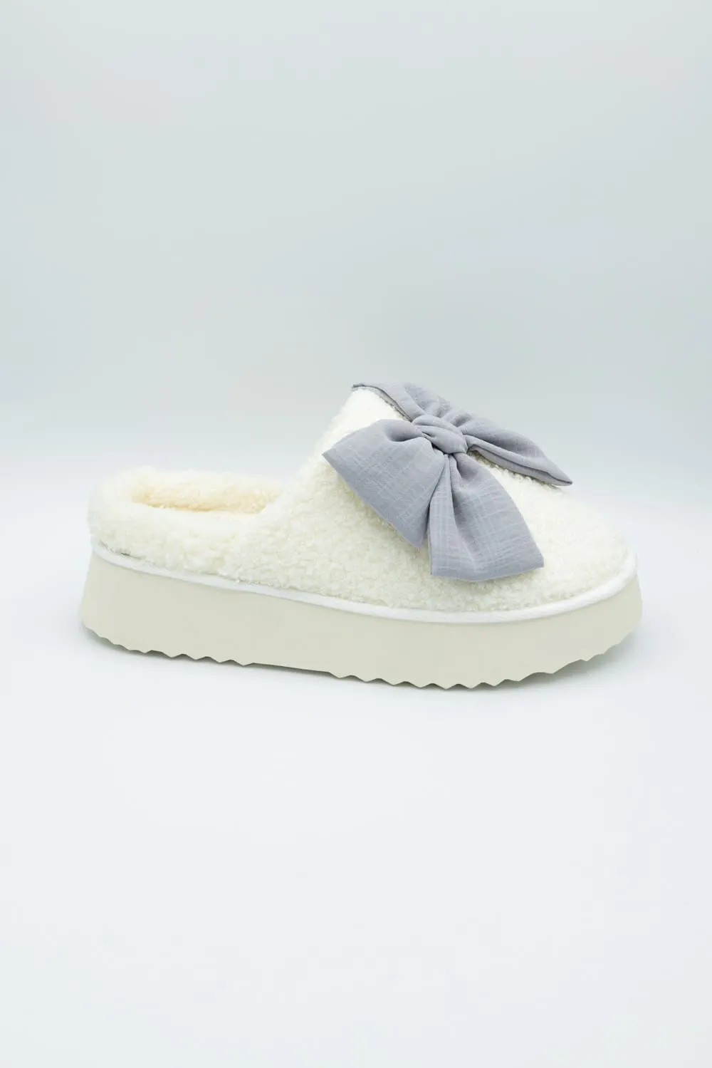 MIA Platform Bow Slippers for Women in Light Blue Grey | GS1501607-LTBLUE