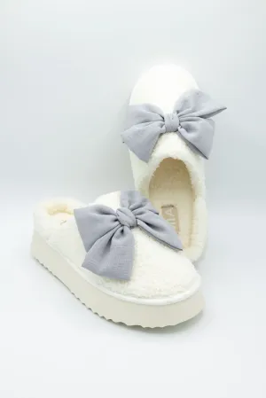 MIA Platform Bow Slippers for Women in Light Blue Grey | GS1501607-LTBLUE