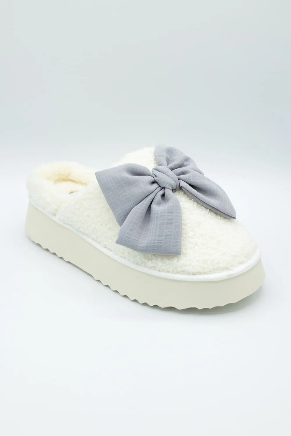 MIA Platform Bow Slippers for Women in Light Blue Grey | GS1501607-LTBLUE