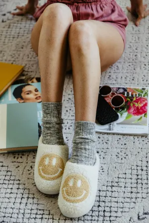 MIA Smiley Face Slippers for Women in Oatmeal/White | GS1412401-OATMEAL
