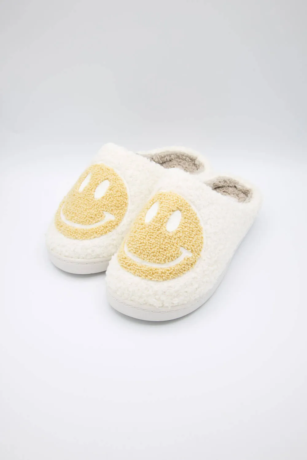 MIA Smiley Face Slippers for Women in Oatmeal/White | GS1412401-OATMEAL