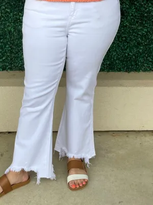 Mica White Crop Flare Jeans