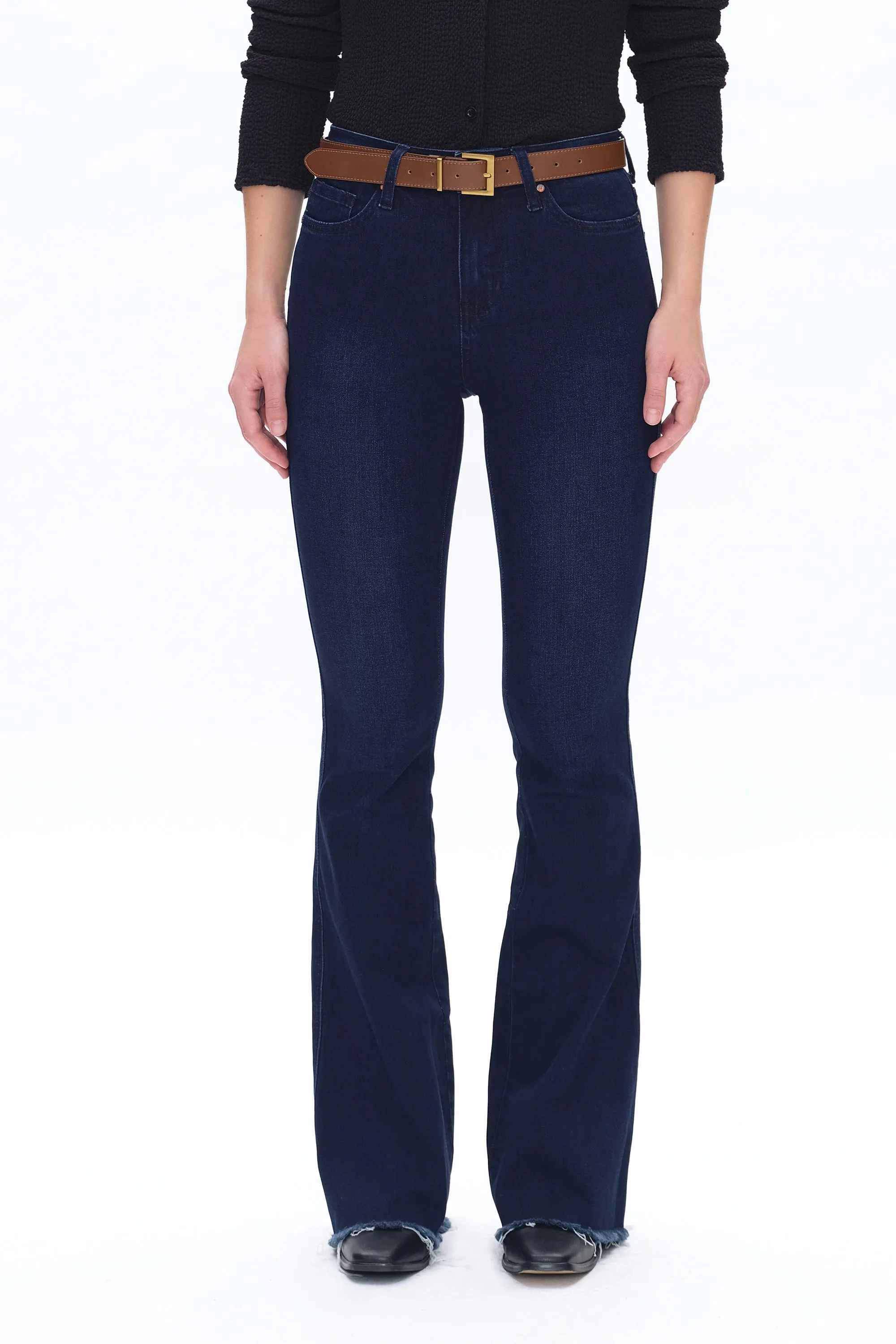 Mid Rise Deep Water Flare Jeans